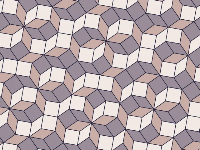 Rhombi in grey, cream and taupe that look like cubes