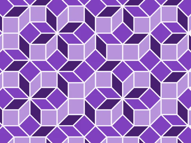 Square rosettes of violet rhombi and squares