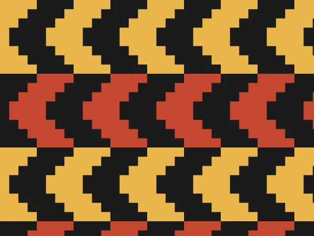 Rows of gold and red stepped zigzags separated by black bands