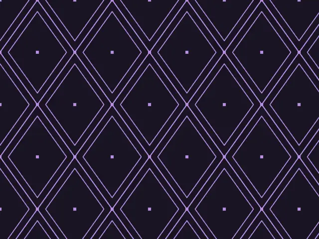 Тонкие фиолетовые двойные линии, образующие ромбы, на тёмном фоне