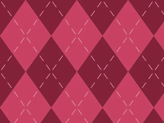 Raspberry and burgundy diamonds with thin dashed lines