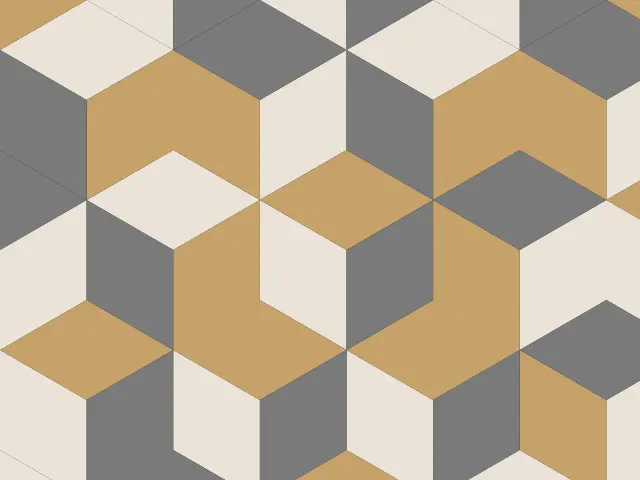 Isometric cubes in gray, tan and cream with no joints between the faces