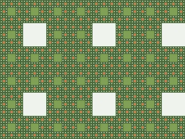 Sierpinski carpet in greens with pale square holes