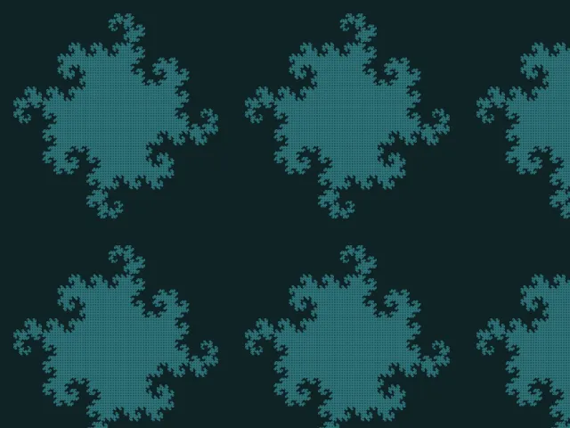 Dragon curves in teal on a dark background