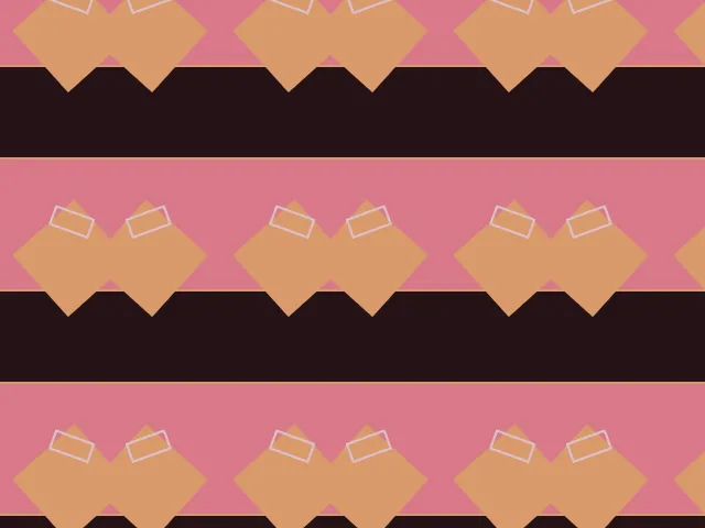Tan symmetrical ornaments in bands of pink and near-black