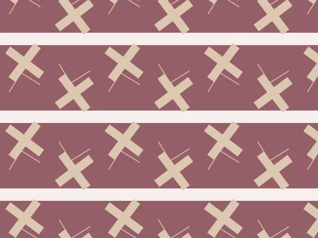 Cream crosses alternating up and down on mauve bands