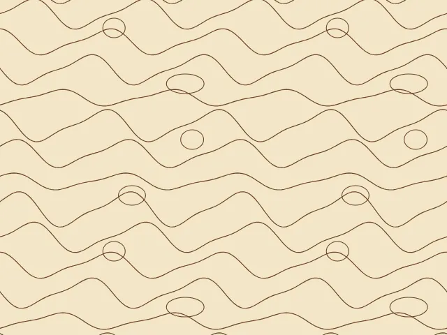 Brown wavy grain lines with oval knots on a tan ground