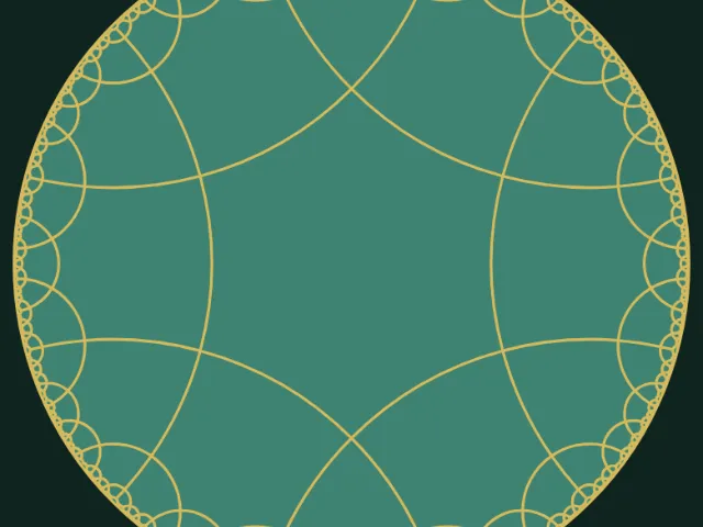 A {6,4} hyperbolic tiling drawn with lines only inside a circle