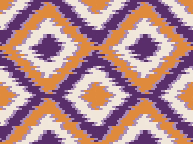 Large purple and orange diamonds with strongly wandering blurred edges