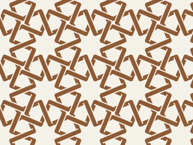 Woven eight-fold pattern in brown bands on a cream background