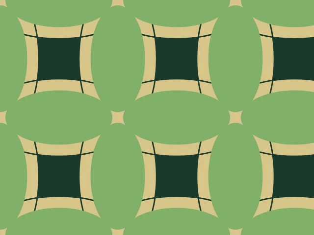 Narrow brown ellipses with small dots on a cream ground