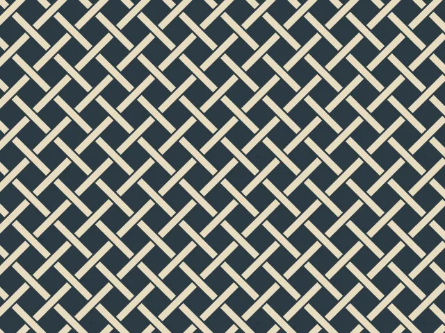 Cream diagonal cords woven over and under in a diamond net on a dark slate ground