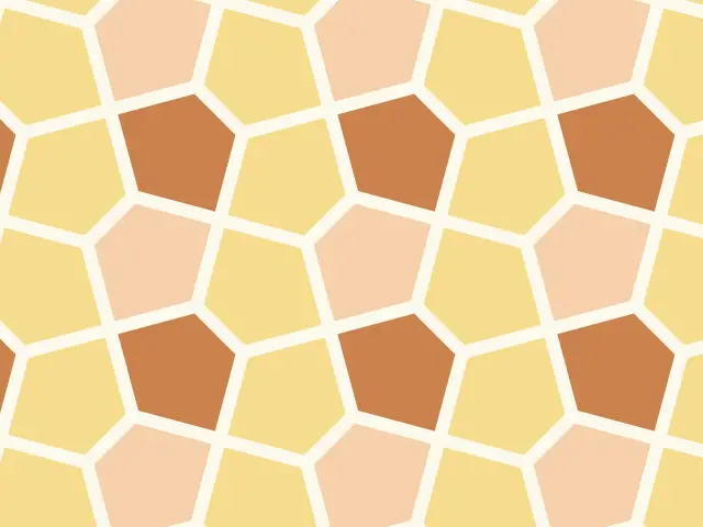 Pentagonal Cairo tiling in pale yellow, peach and terracotta
