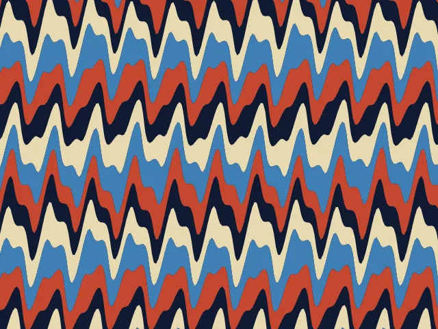 Navy, cream, blue and red bands pushed into a long wave