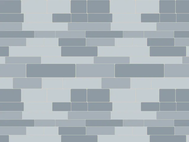 Courses of rectangular blue-gray blocks of different widths with staggered joints and thin pale mortar