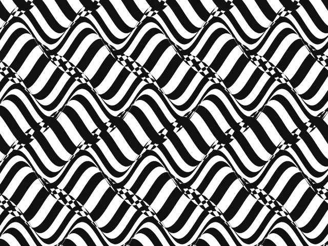 Black and white wavy stripes running diagonally