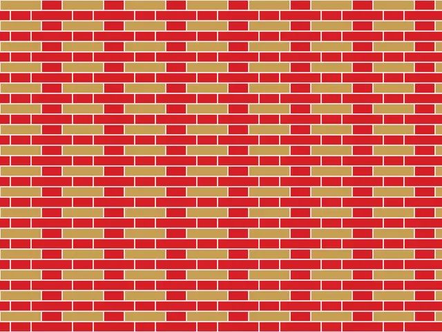 Red and tan bricks with long and short bricks alternating in each row