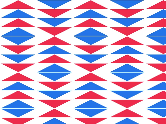 Rows of red and blue triangles pointing in alternate directions on white