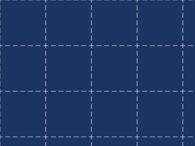 White dashed lines crossing in a square grid on indigo cloth