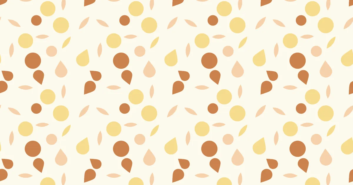 Scattered petals, drops and dots in cream, yellow and brown