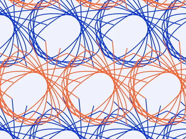 Looping blue and orange lines of Lissajous figures