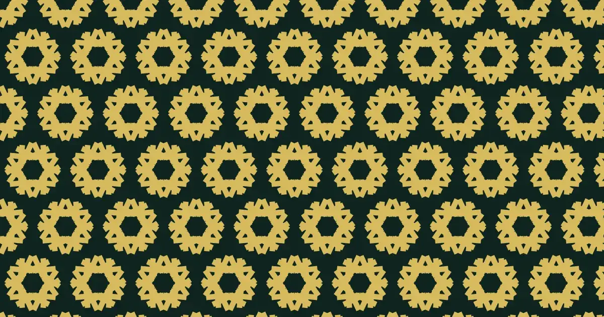 Gold six-fold rosettes repeating on a dark green background