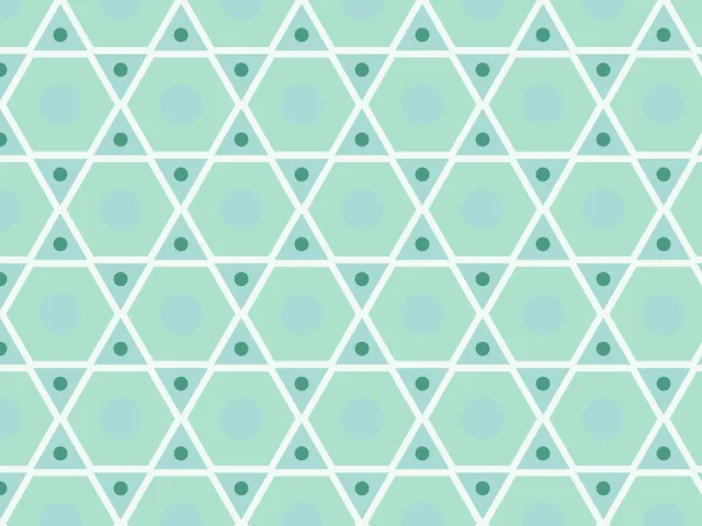 Mint hexagons and triangles with small dots in the middle