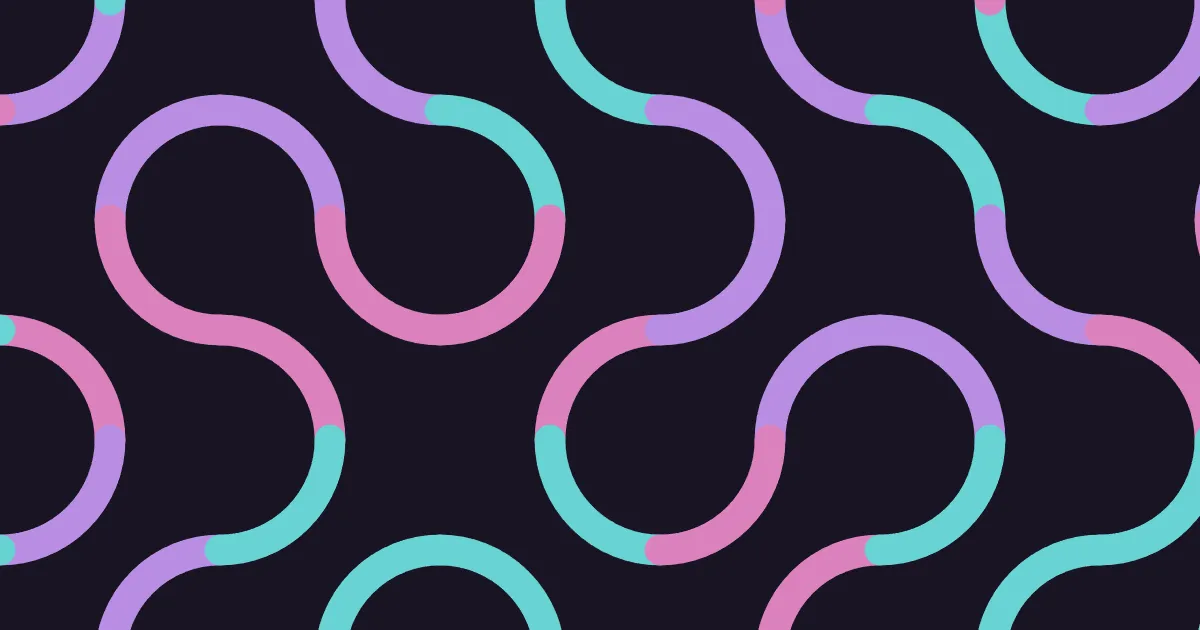 Flowing Truchet arcs in lilac and teal on a dark background