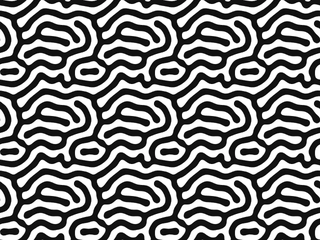 A black and white labyrinth of winding stripes