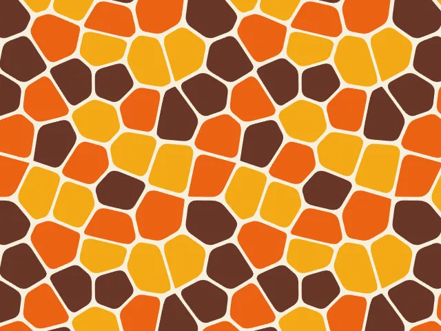 Nearly regular cells forming a honeycomb in warm colours