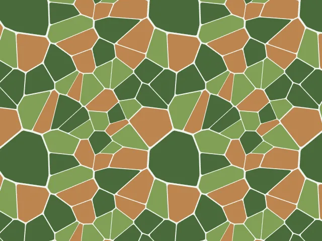Irregular cells of different sizes in earth tones