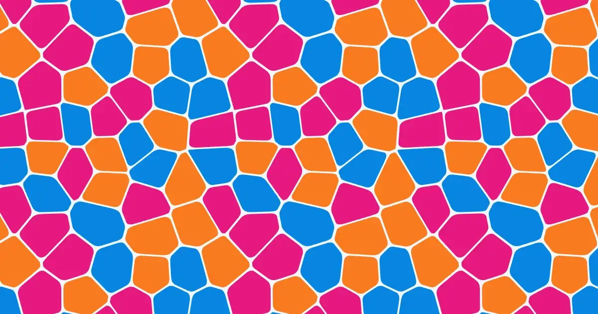 Irregular cells in vivid colours forming a Voronoi pattern
