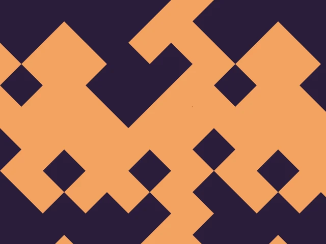 Large peach and plum shapes made of triangles
