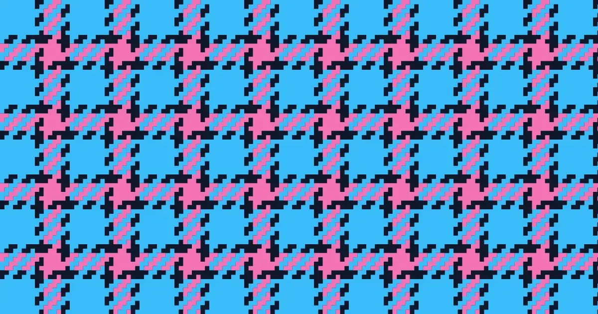 Blue and pink tartan with dark crossing stripes and a visible twill texture